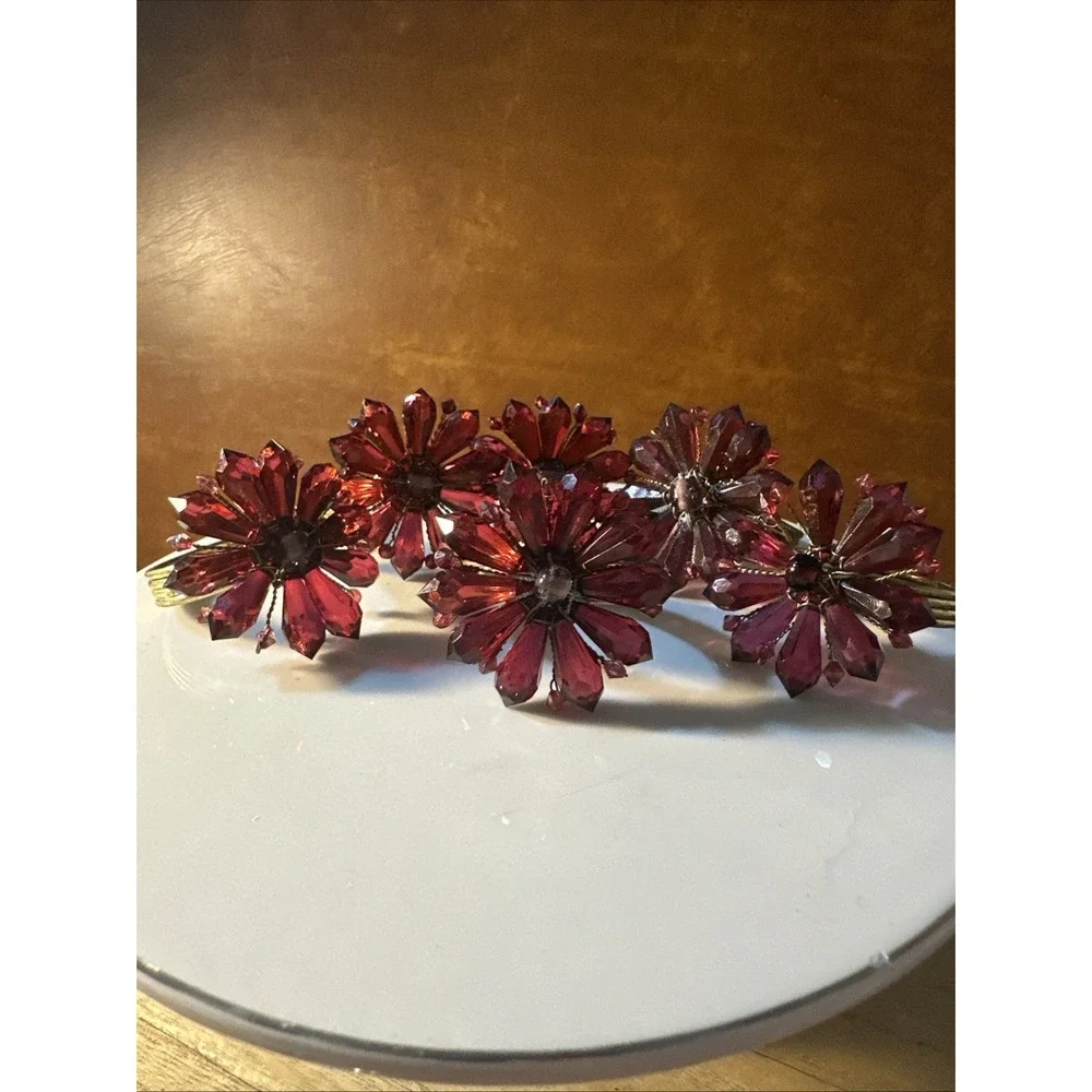 HANDMADE Reddish, Purple Jeweled & BEADED NAPKIN RINGS  SET of 6 gorgeous